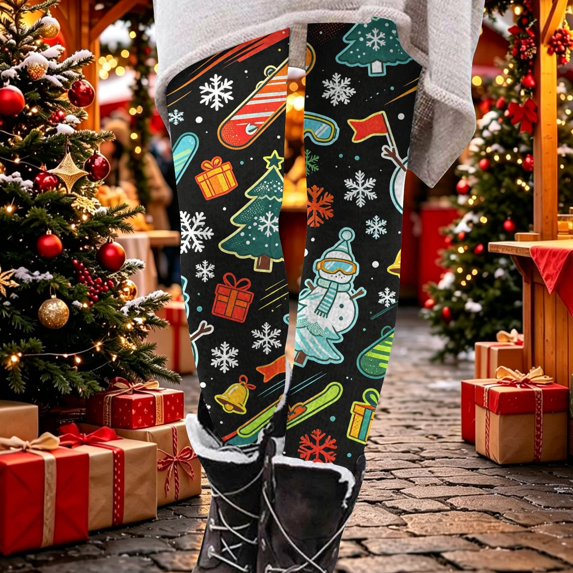 Christmas Leggings for Women Plus Size High Waisted Tummy Control Tights Comfy Christmas Tree Graphic Workout Gym Yoga Pants Light Green,2XL