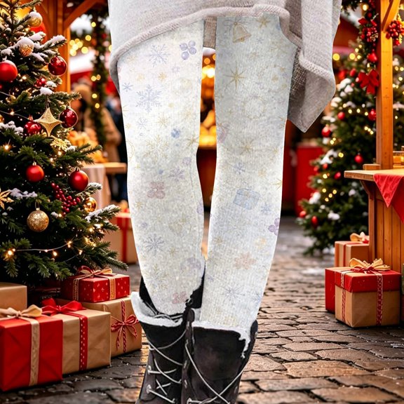 Christmas Leggings for Women Thermal Warm High Waisted Tummy Control Legging Workout Gym Yoga Pants 2XL