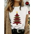 thumbnail image 1 of Christmas Leopard Tree Tee T Shirt Graphic Tops Holiday Animal Print Breathable Short Sleeve Round Neck White S-5XL, 1 of 4