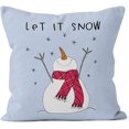 thumbnail image 1 of Christmas Let It Snow Snowman Decorative Pillowcase Throw Pillow Cover, Merry Christmas Snowman Farmhouse for Sofa Bed Room Home Decor 18 x 18 Inch Pillow Case (Blue), 1 of 3