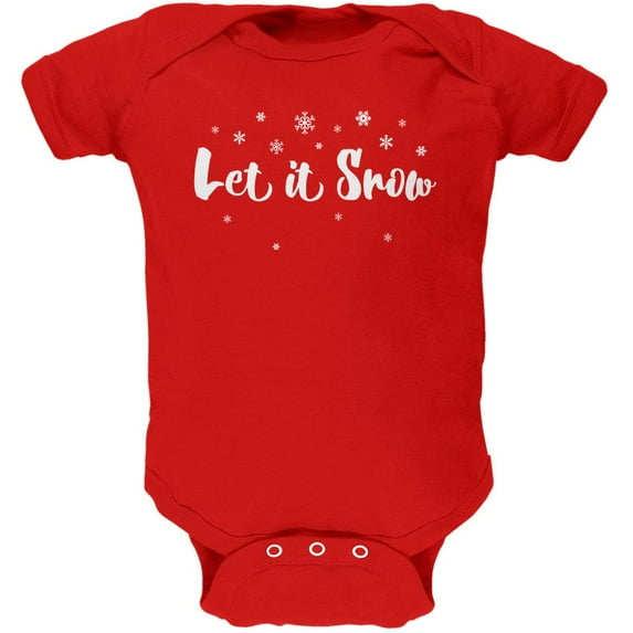 Christmas Let it Snow Script Snowflakes Soft Baby One Piece Red 0-3 M