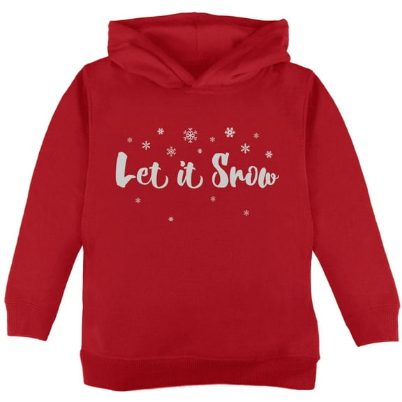 Christmas Let it Snow Script Snowflakes Toddler Hoodie Red 2T