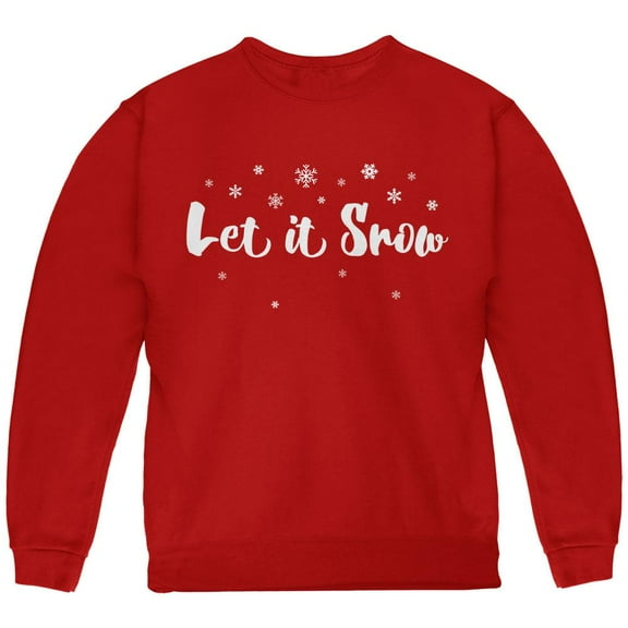 Christmas Let it Snow Script Snowflakes Youth Sweatshirt Red YMD