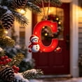 thumbnail image 1 of Christmas Letter Ornament, Red Alphabet Initial C Hanging Decoration with Snowman Christmas Tree Ornament for Family Name Display, 1 of 7