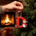 thumbnail image 1 of Christmas Letter Ornament, Red Alphabet Initial D Hanging Decoration with Snowman Christmas Tree Ornament for Family Name Display, 1 of 7