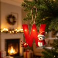 thumbnail image 1 of Christmas Letter Ornament, Red Alphabet Initial W Hanging Decoration with Snowman Christmas Tree Ornament for Family Name Display, 1 of 7