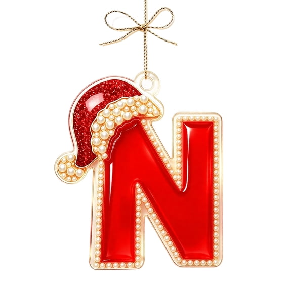 Christmas Letter Ornaments, A-Z Alphabet Hanging Decorations With Santa ...