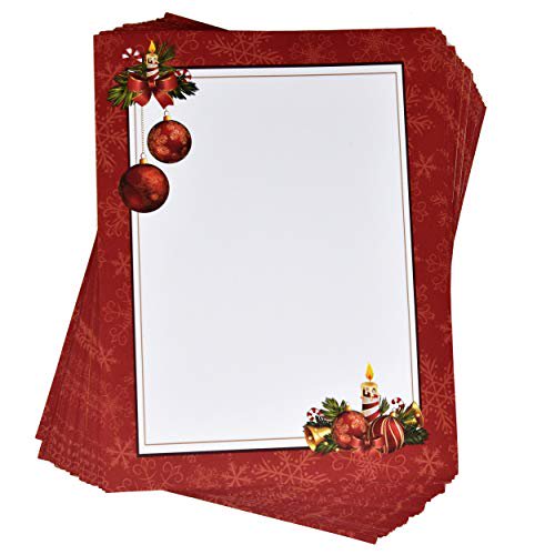 Golden Bells Holiday Paper - 80 Sheets Festive Design With Bells & Garland, 8.5"x11", 28 LB Bond For Inkjet & Laser Printers