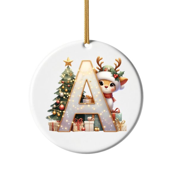 Christmas Letter Reindeer 2D Acrylic Pendant, Alphabet Ornament Hanging Charm, Xmas Decoration for Christmas Tree Home Display