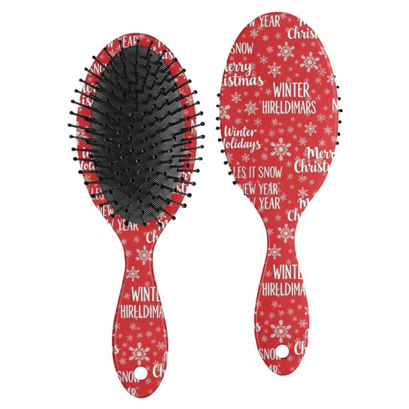 Christmas Letter Snowflake Pattern Brush, Detangling Hair Brush, Paddle Styling Brush, PP Material Gifts for Daily Hair Care