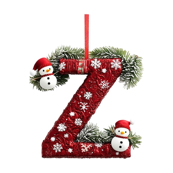 Christmas Letter Z Ornament Acrylic 2D Flat Design 0.013in Lightweight Initial Decoration for Tree, Wall, and Zen Space Display, Holiday Pendant _#C