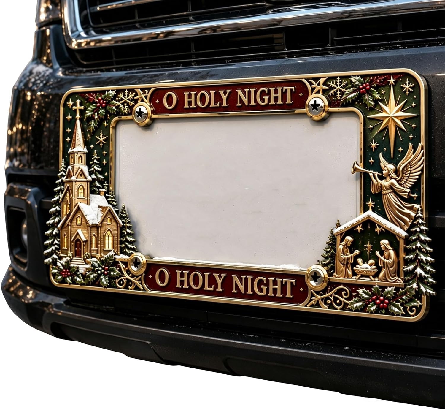 Christmas License Plate Frame, 3D Holiday Car Accessories, 1 Pack ...