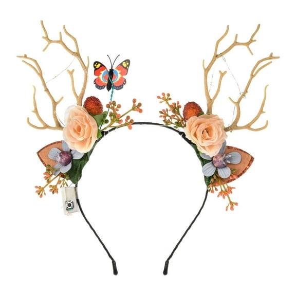 Christmas Light Up Antler Headband LED Illuminated Reindeer Antlers Headpiece for Holiday Parties Festive Lighted Hair Accessory for Adults Christmas Costume Decor