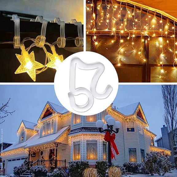 Christmas Light Clips Outdoor, 100 Pack Holiday Light Clips, for Outside Hanging Roof Icicle Lights
