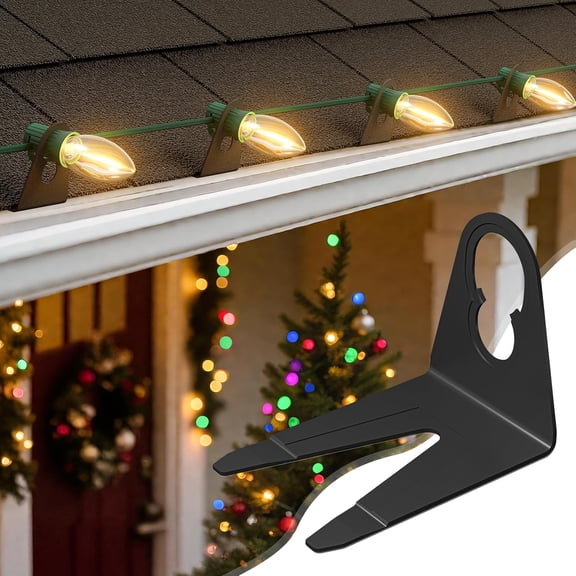 Christmas Light Clips for Outside, 100 Pack Roof Clips for C7 C9 Mini String Lights, Universal Gutter and Shingle Holiday Light Clip Set, for Christmas Decorations, Black
