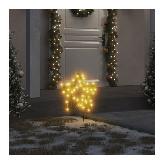 Christmas Light Decorations with Spikes 3 pcs Star 50 LEDs 11.4"