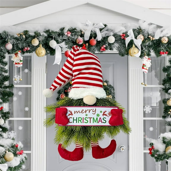 Christmas Light Up Faceless Gnome Decoration, Festive Hanging Door Ornament With Light String For Warm & Festive Holiday Illumination, 1Pc Christmas Home & Party Decorative
