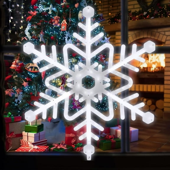 Christmas Light Motif,29 inch 288 LED Snowflake Meteor for Christmas,Party,Festival,Halloween,Window,Home(Cool White)