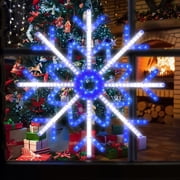 Christmas Light Motif,38 inch 392 LED Snowflake Meteor for Christmas,Party,Festival,Halloween,Window,HomeBlue
