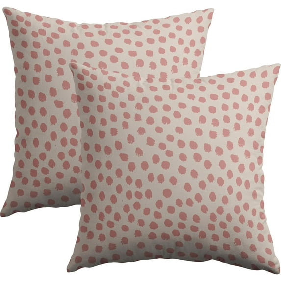 Christmas Light Pink Polka Dot Pillow Covers 16x16 Set of 2 Boho Style Decorative Throw Pillow Cases Outdoor Farmhouse Holiday Decoration for Sofa Couch Bed
