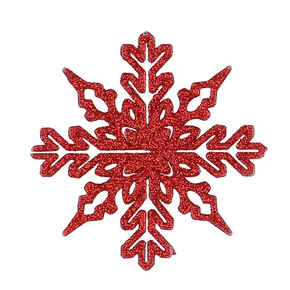 Christmas Light Red Snowflake Ornaments Plastic Glitter Ornaments for Winter Christmas Tree Decorations Varies Craft Snowflakes