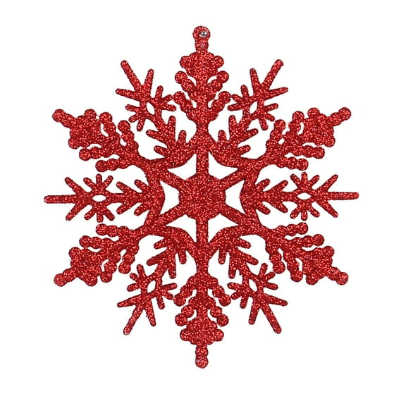 Christmas Light Red Snowflake Ornaments Plastic Glitter Ornaments for Winter Christmas Tree Decorations Varies Craft Snowflakes