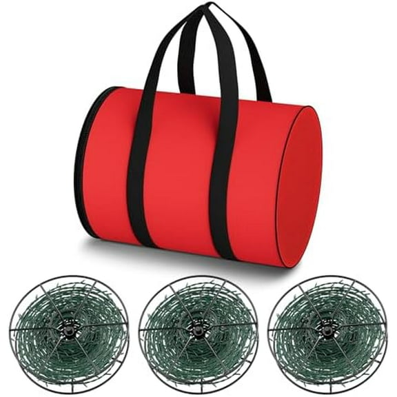 Christmas Light Storage Bag to Store Holiday Chiristmas String Light Holder with 3 Metal Reels,Tear-Resistant Material and Reinforced Handle, for Chritmas Tree Lights Organizer