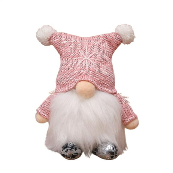 Christmas Light Up Gnome Faceless Doll, LED Holiday Decoration Ornament for Table, Window & Mantel Display, Pink Cloth Doll Gift, 8.6 Inch