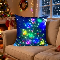 Christmas Light Up Pillow Holiday Decoration Dual Mode LED 17.72x17.72 Inch Printed Sofa Cushion Polyester Cover Festive Home Decor Gift