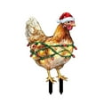 thumbnail image 1 of Christmas Light-UpOutdoor Decor, 2D Plastic Christmas Chicken Decorations with Red Christmas Hats Animal Garden Stakes for Holiday Atmosphere Rooster Lawn Rooster Decorations, 1 of 5