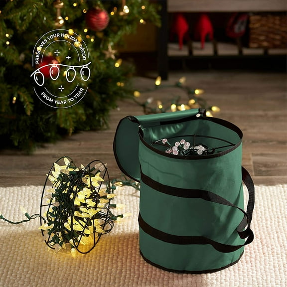 Christmas Light storage Bag | Holiday Light Storage Organizer for Tree Lights & Extension Cords Constructed of Durable 600D Oxford Material