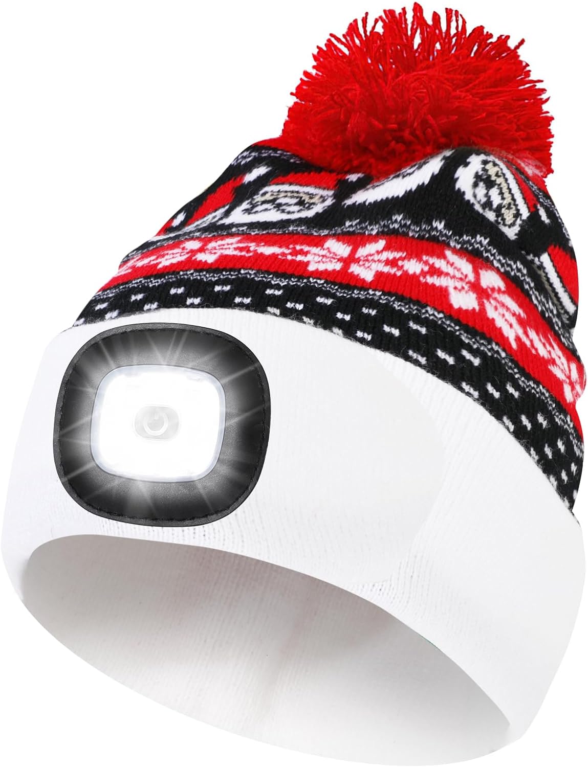 Christmas Lighted Beanie Cap for Men & Women, USB Rechargeable Running