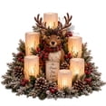 thumbnail image 1 of Christmas Lighted Centerpiece With Flameless Candle Glow Christmas Candle Candle Centerpieces For Tables Christmas Decor Lighted Tabletop Centerpiece For Dining Room Mantel Fireplace Gift,Reindeer, 1 of 6