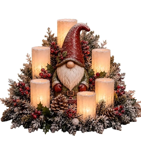 Christmas Lighted Centerpiece with Flameless Candle Glow, Christmas Decorations Centerpiece, Warm Glow Table Topper, Holiday Party Ornament, Solar Powered Garden Lights Outdoor