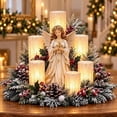 thumbnail image 1 of Christmas Lighted Centerpiece With Flameless Candle Glow Christmas Flameless Candles Christmas Centerpieces For Tables Christmas Table Decor Resin Ornament For Mantel Fireplace Home Party,Angel, 1 of 7