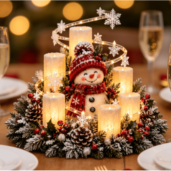 Clearance! Christmas Lighted Centerpiece with Flameless Candle Glow ...