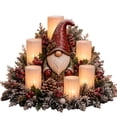 thumbnail image 1 of Christmas Lighted Centerpiece with Flameless Candle Glow, Outdoor Christmas Lights, Frosted Center Table Decor, Red Hat Yard Accent, 1 of 7