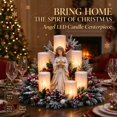 thumbnail image 1 of Christmas Lighted Centerpiece with Flameless Candle Glow, Frosted Pine Branch Table Decor for Holiday Mantel Display, 1 of 7
