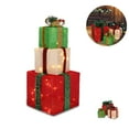 thumbnail image 1 of Christmas Lighted Gift Boxes,3pack Christmas Gift Boxes for Ornament Home Decor,Pre-lit 60 LED Lights Decorations for Home,Party, 1 of 7