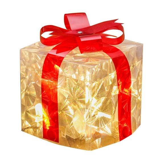 Christmas Lighted Gift Boxes, Christmas Decorations Indoor Outdoor 50 LED Transparent Lighted Boxes for Christmas Tree Decorations