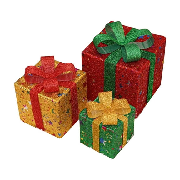 Christmas Lighted Gift Boxes Christmas Lighted Boxes Remote Control Set of 3 LED Up Decor Outdoor Up Christmas Boxes Present Decorations Outdoor Yard 3Pcs