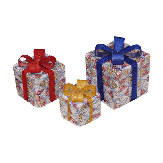 Christmas Lighted Gift Boxes Clearance Christmas Lighted Boxes Remote Control Set of 3 LED Up Decor Outdoor Up Christmas Boxes Present Decorations Outdoor Yard 3Pcs