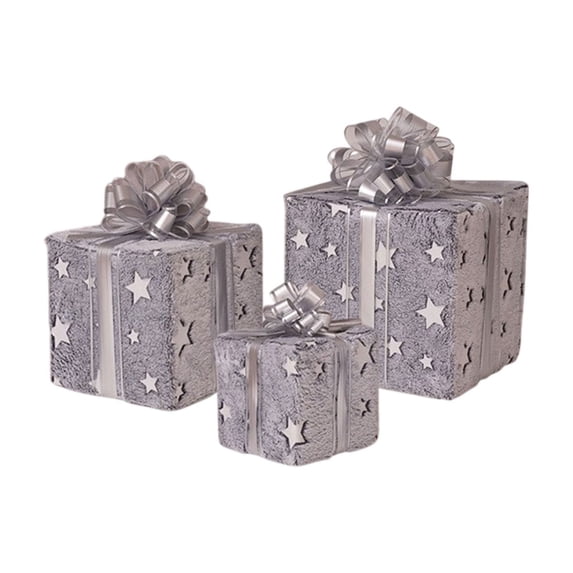 Christmas Lighted Gift Boxes Decor Set of 3 Pre-lit LED Presents Warm White Garden, Porch, Room Decor for Christmas Decor Indoor Home Porch Wedding Holiday Birthday Party
