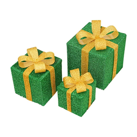 Christmas Lighted Gift Boxes Set of 3, Pre-lit LED Light Up Present Boxes Ornament Decorations for Indoor Outdoor Xmas Tree Home Yard Lawn Decor