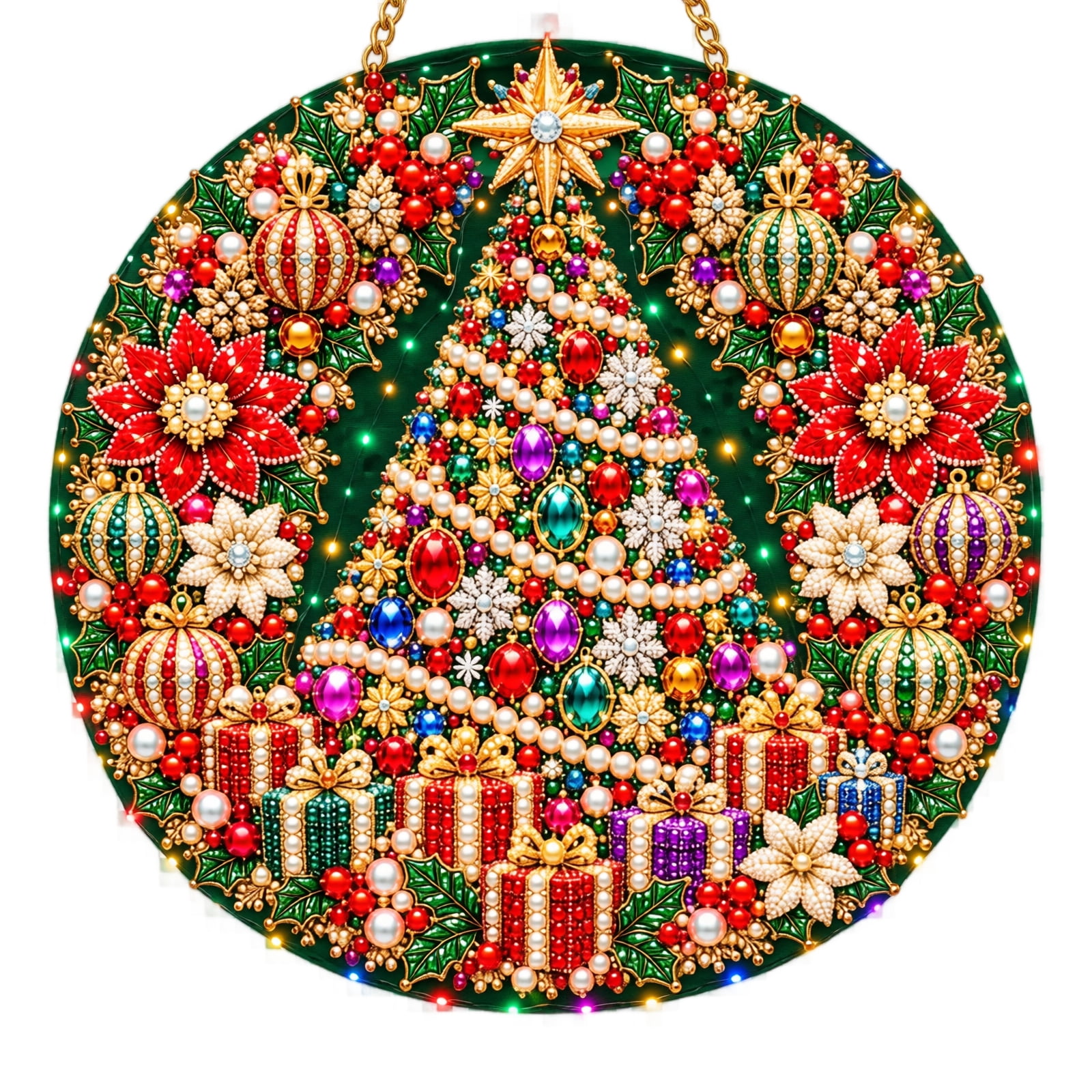 Christmas Lighted Hanging Ornament,9.84 Inch Finished Pearl Diamond Art ...