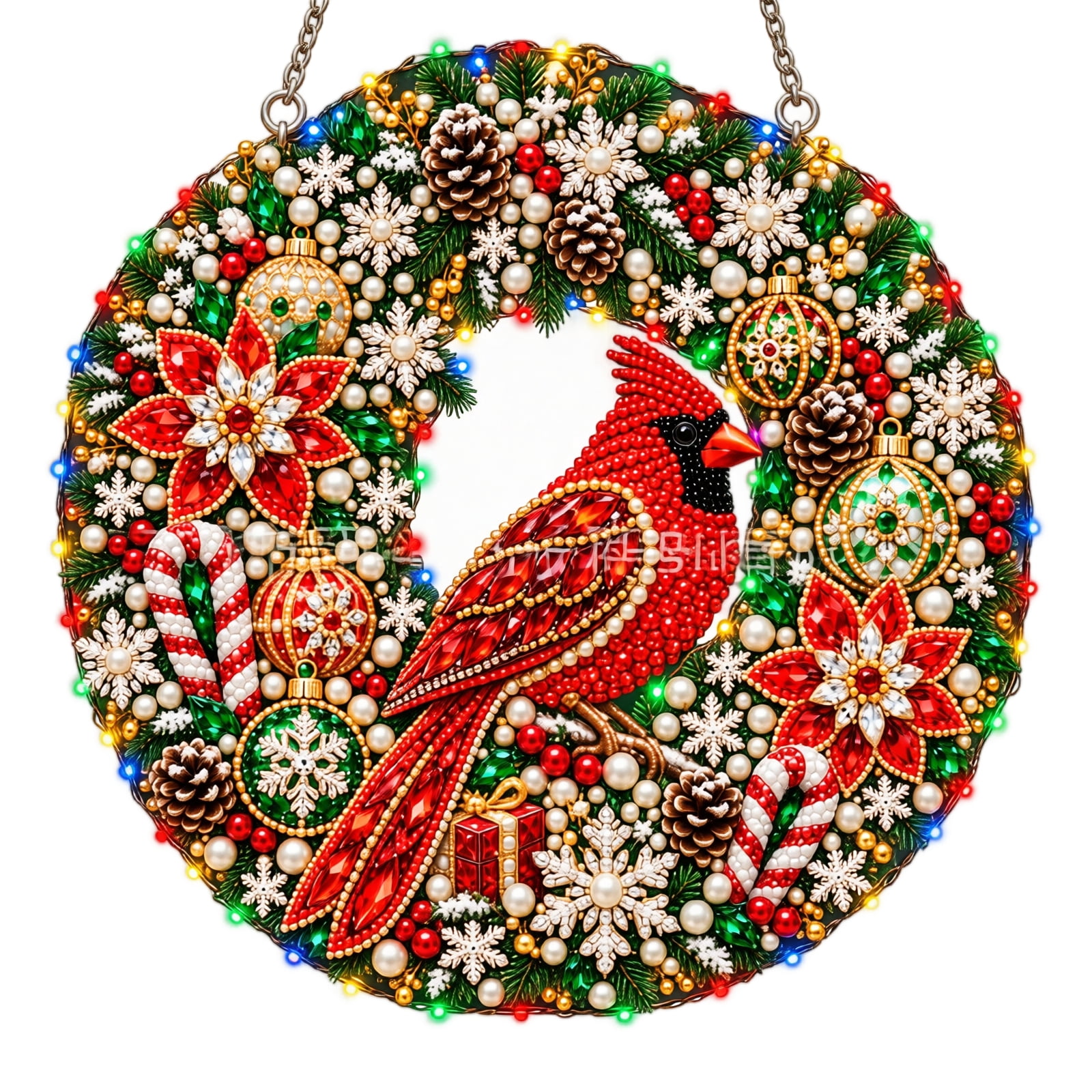 Christmas Lighted Hanging Ornament,9.84 Inch Finished Pearl Diamond Art ...
