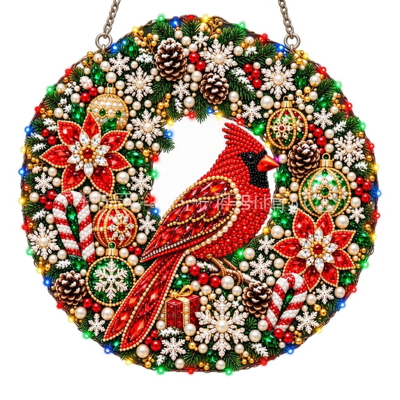 Christmas Lighted Hanging Ornament,9.84 Inch Finished Pearl Diamond Art ...