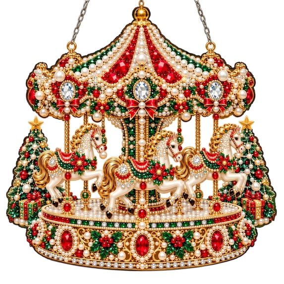 Christmas Lighted Hanging Ornament,9.84 Inch Finished Pearl Diamond Art ...