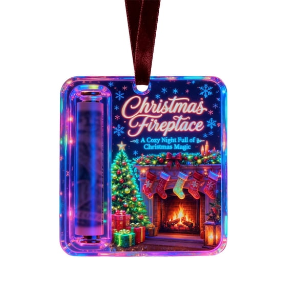 Christmas Lighted Money Holder Ornament with Fireplace Scene Cash Gift Hanging Unique Special Charming Decoration
