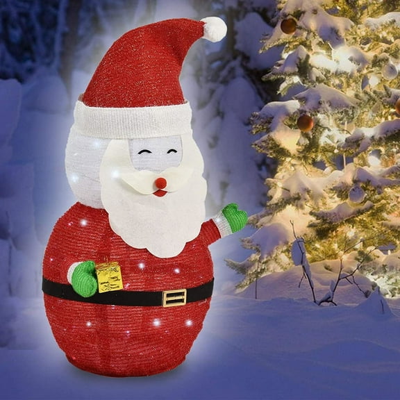 Christmas Lighted Santa Claus Outdoor Decorations,Light Up Collapsible Santa Claus,Battery Operated Light-Up Christmas Decorations for Porches,Lawns,Yards,27 Inch